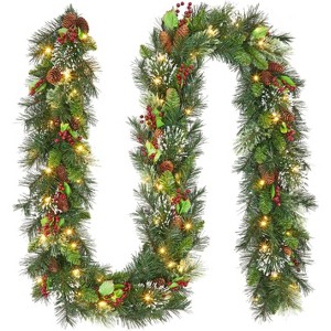 Coucheta 9Ft Christmas Boughs Tips, Artificial Pine Cypress Greenery Garland, Decorations Holiday Indoor Outdoor - 1 of 4