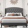 homfan Upholstered Bed Frame, Wingback Headboard, Velvet Platform Bed, Button Tufted Design, No Box Spring Needed - 2 of 4