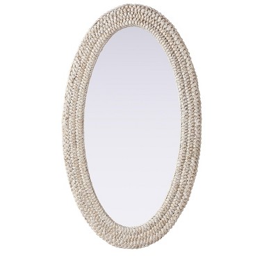Elegant Lighting Oval Cornhusk Mirror 24x42 in Linen White