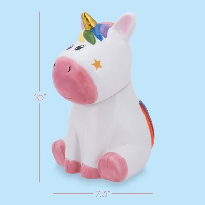 100 North Ceramic 10 inch Everyday Cookie & Candy Jar w/ Airtight Lid: Kitchen Canisters, Pet Treat Containers & Magical Storage, Rainbow Unicorn — фото 2