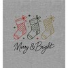 Merry & Bright Christmas Stocking Line Art  Women's Crew Neck Short Sleeve Crop Tee - 2 of 3