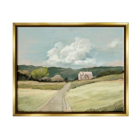 Stupell Industries Road Leading Home Countryside Mountain Landscape Gold Floater  Framed Canvas Wall Art, 16 X 20 : Target
