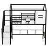 Twin Size Metal Loft Bed with Roof Design, Storage Box, Safety Guardrails and Ladder, Black/Pink-ModernLuxe - image 4 of 4