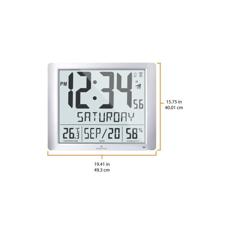 Marathon Super Jumbo Atomic Sleek & Stylish Wall Clock With Full Date display and 7 Time Zones, 3 of 6