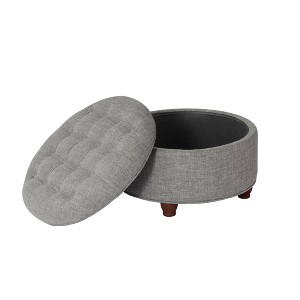 Large Tufted Round Storage Ottoman - HomePop - 1 of 4