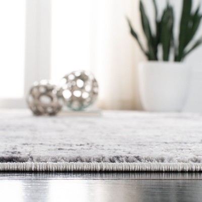 Gray and Charcoal Rectangular Synthetic Area Rug