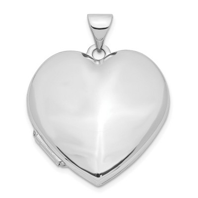 Black Bow Jewelry 14k White Gold 21mm Polished Domed Heart Locket