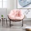 DSVIMOY Outdoor Rattan Rocking Chair, Padded Cushion Rocker Recliner Chair Outdoor for Front Porch, Living Room, Pink, 43.7"*37.2"*31.5" - 2 of 4