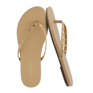 CUSHIONAIRE Confetti Women’s Studded Flip Flop Sandal – Slip-On Thong with Memory Foam & Stylish Rivet Strap - 1 of 4