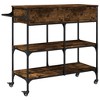 vidaXL Kitchen Trolley Smoked Oak 41.3 in.x16.5 in.x37.4 in. Engineered Wood - 2 of 4