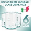 Amici Home Regina Tumbler Glasses - Set of 6, 12 Oz Green Tinted Cups with Embossed Bee Motif, Italian Soda Lime Glass - Dishwasher Safe - 2 of 4