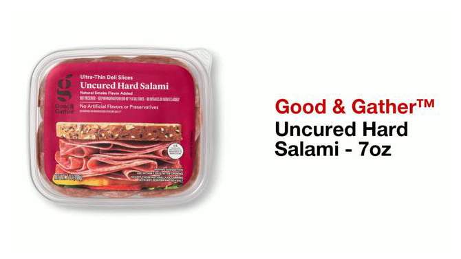Uncured Hard Salami Ultra-Thin Deli Slices - 7oz - Good &#38; Gather&#8482;, 2 of 7, play video