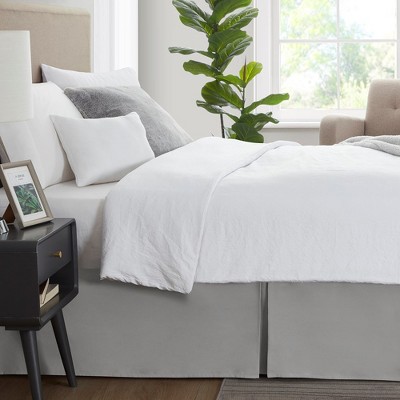 Light Gray Polyester Queen Split Corner Bedskirt