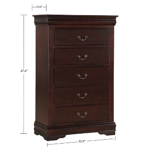 Okak Solid Wood Bedroom Furniture 5-Drawer Chest or 2-Drawer Nightstand, Sleigh Bed, Brass Hardware, Easy Assembly - 1 of 4