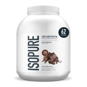 Isopure Low Carb 100% Pure Whey Isolate Protein Powder, Lactose Free, Gluten Free, Vitamins, Dutch Chocolate, 25g Protein Per Serving, 62 Servings - 1 of 4