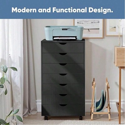 SKRAN 7 Drawer Chest, Storage Cabinet Dressers, Dressers Storage Cabinets With Wheels, Wood Organization Furniture For Office, Home
