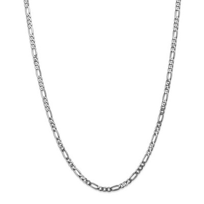 Black Bow Jewelry 4mm 14k White Gold Flat Figaro Chain Necklace