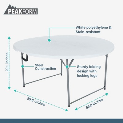 White Round Plastic Folding Banquet Table for 8