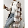 Coolmee Women's Long Flannel Plaid Jacket Shacket Cozy Lapel Button Down Shirt Jacket Fuzzy Trench Coat - 4 of 4