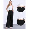 INSPIRE CHIC Women's Elastic High Waist One Button Lightwieght Wide Leg Pants with Pockets - 2 of 4