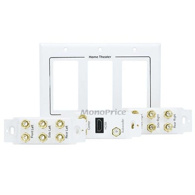 Monoprice 3-gang 7.1 Surround Sound Distribution Wall Plate - White ...