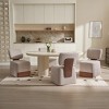 Set of 4 Upholstered Armless Dining Chairs with Casters, Linen Accent Chairs with Wheels, Modern Rolling Chairs for Dining Room - Cuddlewood - 3 of 4