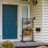 Sorbus Welcome Planter Basket Stand with Coco Liner, Stylish Flower, Plant, and Outdoor decor for Home, Garden, Patio, Deck, Black Metal - 3 of 4