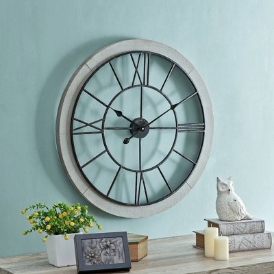 Timeworn Farmhouse Cottage Wall Clock Gray - FirsTime