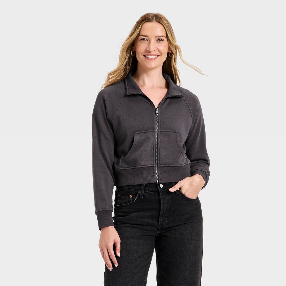 Women's Full Zip Fleece Sweatshirt - Universal Thread™ Charcoal Gray M
