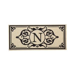 Evergreen Cambridge Chic Letter N Monogram Burlap Sassafras Indoor Outdoor Switch Doormat1'10"x10"Brown - 1 of 4