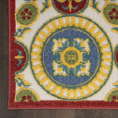 Elegant Retreat Red and Multi Spanish Tile 7'10" x 10'6" Outdoor Rug