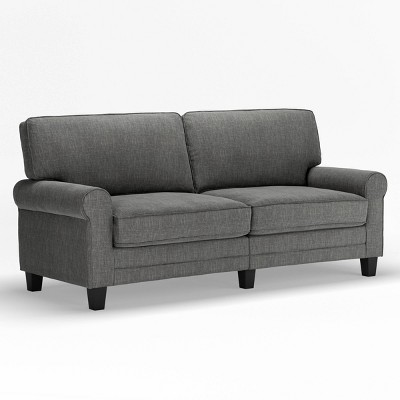 Gray Fabric Rolled Arm Sofa with Removable Cushions