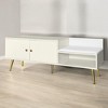 Alilang 54.30 inch Mid-Century Modern Entryway Bench with Storage Cabinet and Gold Metal Legs-Antique White - 2 of 4