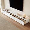 POVISON Modern White Matte TV Stand, Minimalist Large Entertainment Center for up to 100 Inch TV with 4 Drawers, 118" - 3 of 4