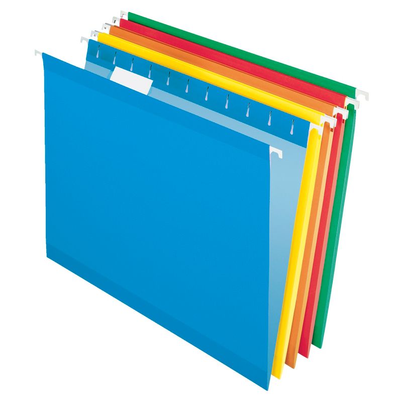 Pendaflex Reinforced Hanging File Folders, 1/5 Cut Tabs, Letter Size, Assorted Colors, Pack of 25, 1 of 2