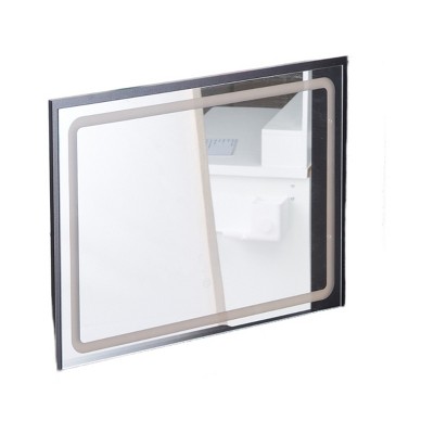 GlasFlength Decorative Wall Mirrors Wall Art Rectangle Mirror Vanity Mirror Accent Mirror Metal Frame Mirror for Living Room, Black, 27"*0.6"*20"