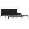 vidaXL 3 Piece Patio Lounge Set Dark Gray Half Round Poly Rattan - 2 of 4
