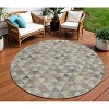 Taupe Beige And Tan Geometric Washable Indoor Outdoor Area Rug - 2 of 4