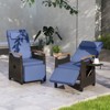 Tangkula 2PCS Patio Rattan Lounge Chair PE Wicker Recliner Chair w/ Adjustable Backrest & Footrest - 2 of 4