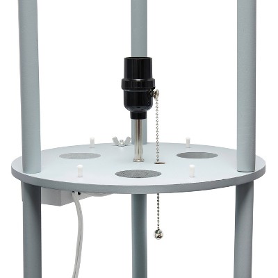 62.5" Gray Modern Shelf Etagere Floor Lamp with USB Ports
