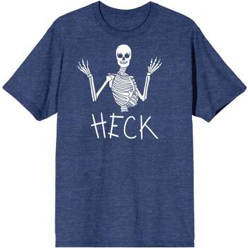 Halloween Half Skeleton "Heck" Men's Navy Blue Heather Graphic Tee