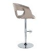LumiSource Set of 2 Curva Adjustable Barstools Chrome Metal/Light Gray PU - 3 of 4