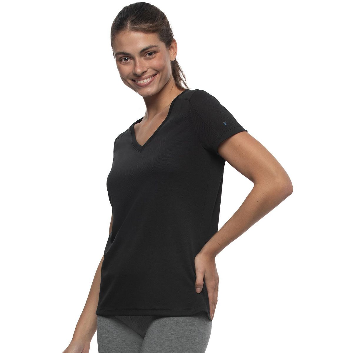 Women's Turbo Dry V-Neck Short Sleeve Tee - Moisture-Wicking, Breathable, Lightweight Mesh - Felina - thumbnail 3