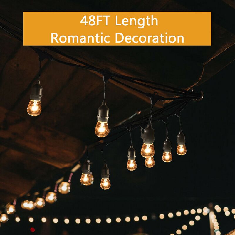 Costway 48FT LED Outdoor Waterproof Commercial Grade Patio Globe String Lights Bulbs, 2 of 11