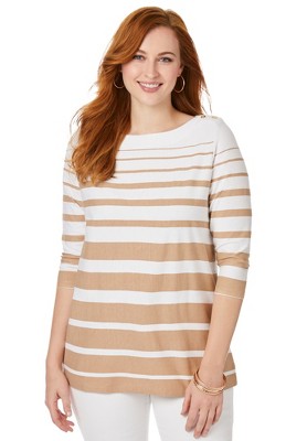 Jessica London Women's Plus Size Stretch Cotton Boatneck Tunic