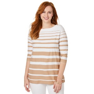 Jessica London Women's Plus Size Stretch Cotton Boatneck Tunic - 1 of 4