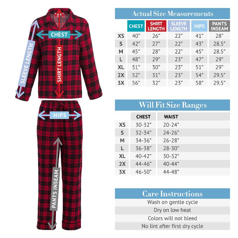 Women's Warm Cotton Flannel Pajamas Set, Soft Long Sleeve Shirt and Pajama Pants with Pockets, 4 of 7