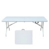 Folding Table 6FT, Heavy Duty Portable Plastic Folding Table with Handle, Anti-Slip Feet, Waterproof, Easy to Clean, 300LBS Capacity - 2 of 4