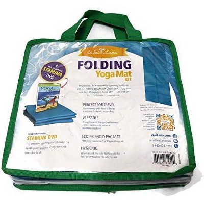 Wai Lana Folding Yoga Mat Kit with Blue Mat/DVD and Tote, Blue