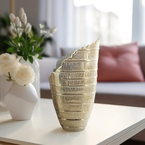 Metal Aluminum Decorative Vase with Textured Design and Contemporary Sculptural Form -  Decorative Accent for Living Room, Bedroom, and Office Decor - 1 of 4